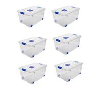 Acan Tradineur - Pack de 6 Cajas de Almacenamiento - Fabricado en plástico - Contenedor para almacenar Libros, ropa, mantas - N.º 5-30,5 x 61,5 x 43,5 cm - 57 Litros