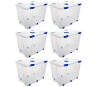 Acan Tradineur - Pack de 6 Cajas de Almacenamiento - Fabricado en plástico - Contenedor para almacenar Libros, ropa, mantas - N.º 19-56 x 80 x 51,5 cm - 160 Litros