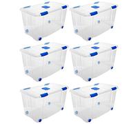 Acan Tradineur - Pack de 6 Cajas de Almacenamiento - Fabricado en plástico - Contenedor para almacenar libros, ropa, mantas - N.º 12-73,2 x 41,2 x 41 cm - 90 Litros