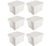 Acan Tradineur - Pack de 6 Cajas de Almacenamiento - Fabricado en plástico - Contenedor para almacenar Libros, Ropa, Mantas - N.º 2 (Marfil) - 25,6 x 42,2 x 35 cm - 25 Litros