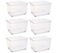 Acan Tradineur - Pack de 6 Cajas de Almacenamiento - Fabricado en plástico - Contenedor para almacenar Libros, ropa, mantas - N.º 19-48 x 79 x 60 cm - 150 Litros