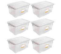 Acan Tradineur - Pack de 6 Cajas de Almacenamiento - Fabricado en plástico - Contenedor para almacenar libros, ropa, mantas - N.º 18 (Transp.) - 45 x 61,5 x 29,7 cm - 60 L