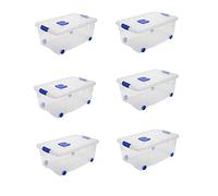 Acan Tradineur - Pack de 6 Cajas de Almacenamiento - Fabricado en plástico - Contenedor para almacenar Libros, ropa, mantas - N.º 3-25,7 x 58,5 x 39,5 cm - 36 Litros