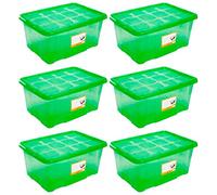 Acan Tradineur - Pack de 6 Cajas de Almacenamiento - Fabricado en plástico - Contenedor para almacenar Libros, Ropa, Mantas - N.º 18 (Verde) - 45 x 61,5 x 29,7 cm - 60 L