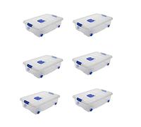 Acan Tradineur - Pack de 6 Cajas de Almacenamiento - Fabricado en plástico - Contenedor para almacenar libros, ropa, mantas - N.º 6 - 17 x 61,5 x 43 cm - 31 L