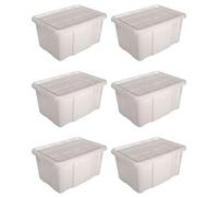 Acan Tradineur - Pack de 6 cajas de almacenamiento Nº 18 - Plástico - Contenedor, guardar ropa, mantas, libros - Fabricado en España - 60 L - 29,7 x 61,5 x 45 cm - Marfil