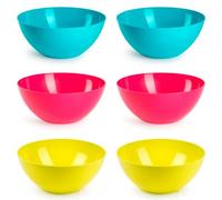 Acan Tradineur - Pack de 6 cuencos redondos reutilizables de plástico, aptos para uso alimentario, microondas y congelador, fabricados en España - 25 x 12 cm - 3,6 litros - Color aleatorio