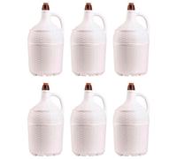 ACAN Tradineur - Pack de 6 Garrafones de cristal con forro de plástico - Capacidad de 5 Litros - Botella para el almacenaje y conservación de bebidas- diámetro 18 x 37 cm - Color Blanco