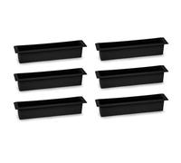 Acan Tradineur - Pack de 6 jardineras para Cementerio, plástico, macetero, Flores, nichos, lápidas, mausoleos, Ligera y Resistente, fácil Limpieza, Fabricada en España (Negro - 36 x 8 cm)