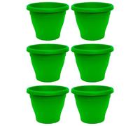 Acan Tradineur - Pack de 6 Macetas de plástico Redondas para Plantas y Flores Mediterránea con Orificios Inferiores. Recipiente, macetero Exterior e Interior del hogar - Color Verde - 25 cm