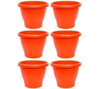 Acan Tradineur - Pack de 6 Macetas de plástico Redondas para Plantas y Flores Mediterránea con Orificios Inferiores. Recipiente, macetero Exterior e Interior del hogar - Color Marrón - 25 cm