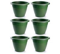 Acan Tradineur - Pack de 6 Macetas Redondas Terracota - Fabricado en Plástico - Macetero Apto para Exterior e Interior del hogar - Ø 50 cm - Color Verde