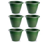 Acan Tradineur - Pack de 6 Macetas Redondas Terracota - Fabricado en Plástico - Macetero Apto para Exterior e Interior del hogar - Ø 20 cm - Color Verde