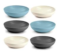 Acan Tradineur - Pack de 6 platos hondos de plástico, reutilizables y reciclables, aptos para uso alimentario, microondas y congelador, fabricados en España - Ø 22 cm - 1,36 litros - Color surtido