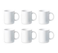 Acan Tradineur - Pack de 6 tazas de cerámica, tazón desayuno, café, infusiones, diseño clásico, aptas para lavavajillas y microondas (Blanco - 330 ml - 9,2 x 8 cm)