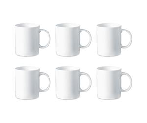 Acan Tradineur - Pack de 6 tazas de cerámica, tazón desayuno, café, infusiones, diseño clásico, aptas para lavavajillas y microondas (Blanco - 330 ml - 9,2 x 8 cm)