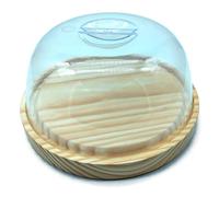 Acan Tradineur - Quesera Redonda con Tapa de Metacrilato - Base Fabricado en Madera - Ideal para Guardar el Queso, Embutidos u Otros Alimentos - Ø 18 x 9 cm