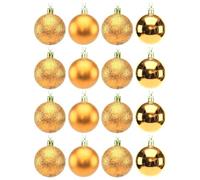 ACAN Tradineur - Set de 16 Bolas para árbol navideño - Fabricado en plástico - Decoración para Temporada navideña - diámetro 5 cm - Color Dorado.