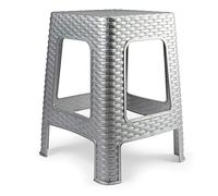 Acan Tradineur - Taburete de plástico - Fabricado en España - Diseño Rattán hogar o el Trabajo - 36 x 36 x 45 cm - Color Plata (1 Unidad)