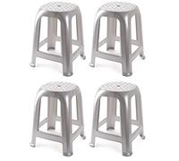 Acan Tradineur - Taburete de plástico - Fabricado en España hogar o el Trabajo - 46,2 x 36,5 x 37 cm - Color Plata (4 Unidades)