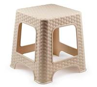 Acan Tradineur - Taburete de plástico Rattan, imitación de Mimbre, banqueta Multiusos, Cocina, salón, Fabricado en España (Marrón Claro - 33 x 32,5 x 32,5 cm)