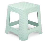 Acan Tradineur - Taburete de plástico Rattan, imitación de Mimbre, banqueta Multiusos, Cocina, salón, Fabricado en España (Verde Pastel - 33 x 32,5 x 32,5 cm)