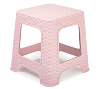 Acan Tradineur - Taburete de plástico Rattan, imitación de Mimbre, banqueta Multiusos, Cocina, salón, Fabricado en España (Rosa Palo - 33 x 32,5 x 32,5 cm)