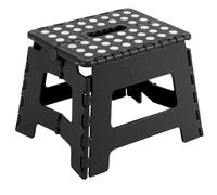 Acan Tradineur - Taburete Plegable Multiusos - PVC - Antideslizante - Altillo para Baño o Cocina - Reposapiés - Máx. 150 kg (Negro - 22 x 29 x 22 cm)