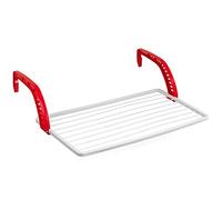 Acan Tradineur - Tendedero Plegable de Resina para balcón - 10 Metros de tendido - Fabricado en España - Soporte para Tender Ropa (Blanco y Rojo - 100 x 54,5 x 27 cm)