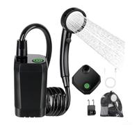 Accarugty Ducha de camping recargable, ducha portátil eléctrica, cabezal de ducha USB tipo C, ducha exterior alimentada por pilas, ducha de viaje montada en la pared, digital (negro)