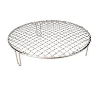 Accarugty Red de parrilla redonda de acero inoxidable, malla portátil para barbacoa de camping con patas, estante de alambre duradero para cocinar al aire libre y uso doméstico, plata (25 cm)