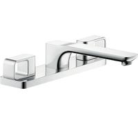 Accesorio de borde de bañera de 3 agujeros hansgrohe AXOR Urquiola, proyección 198mm, 11436800, Color: Óptica de acero inoxidable