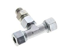 Accesorio de corte en T de acero galvanizado 12S y G3/8'' con rosca macho 630 bar ajustable ISO 8434-1