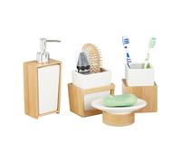 Accesorios baño conjunto de cerámica y bambú 4 piezas accesorios de baño