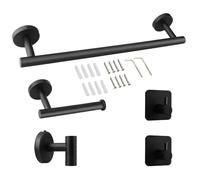Accesorios baño Set 5 Piezas Negro 40cm Acero Inoxidable