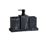 Accesorios BañO Set Accesorios De Baño Dispensador Jabón Y Loción con Diseño Mármol Completo, Soporte For Material Resina, Blanco Negro(Black 4 pcs)