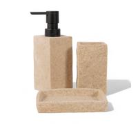 Accesorios de Baño Tendance, Efecto Piedra, Jabonera, Dispensador de Jabón, Vaso de cepilllos de Dientes. Poliresina de primera calidad. Opción de comprar por separado.