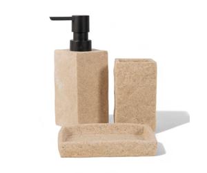 Accesorios de Baño Tendance, Efecto Piedra, Jabonera, Dispensador de Jabón, Vaso de cepilllos de Dientes. Poliresina de primera calidad. Opción de comprar por separado.