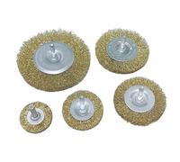 Accesorios de cepillos de alambre para taladro, Cepillo de copa rueda alambre, latón y acero al carbono, vástago 1/4 pulgadas, eliminación óxido, pulido, 1/3/5/6 Uds(Wheel Brush Set 5pcs)