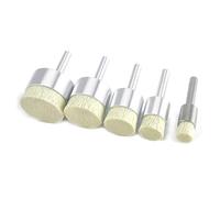Accesorios de cepillos de alambre para taladro, Juego de cepillos abrasivos nailon con mango acero al carbono, rueda copa, extremo, grano 180-600 5 piezas(Grit320 Diameter22mm)