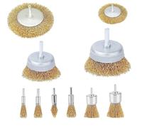Accesorios de cepillos de alambre para taladro, Rueda de cepillo abrasivo Metal, vástago 1/4 pulgada, ondulado, grueso, dorado, paquete 3 o 10 for taladro(Gold-10pcs set)