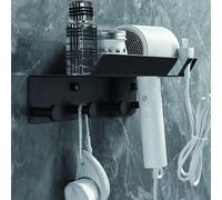 Accesorios para secador de pelo: soporte para secador de pelo, estante para secador de pelo para montaje en pared, estructura multifuncional para baño que sirve como soporte para rizador y secador de 