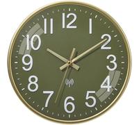 ACCSHINE Reloj de Pared de Control de Radio, Silencio，Relojes de Pared Cocina, 30 cm, Moderno, Reloj Pared Grande, Salon, Modernos, silencioso, Digital, Vintage, Luminoso (Verde Hierba)