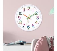 ACCSHINE Reloj de Pared de Control de Radio, Silencio，Relojes de Pared Cocina, 30 cm, Moderno, Reloj Pared Grande, Salon, Modernos, silencioso, Digital, Vintage, Luminoso (Blanco)