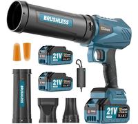 Accu-bladblazer, motor sin escobillas con 2 baterías de 4.0Ah, soplador de hojas, caudal de aire de 800 m³/h, caja de cambios de velocidad ajustable de forma continua, 3 boquillas, 0,82 k