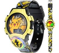 Accutime - Reloj Digital de Cuarzo para niños con Pantalla LCD de Pokemon para niños, niñas y Adultos, para Todas Las Edades, Negro y Amarillo., Cuarzo Digital