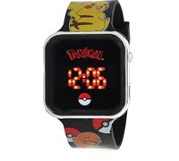 Accutime Reloj LED para niños, diseño de Pokémon, Pantalla Digital Grande, Correa Ajustable, batería de Larga duración, Apagado automático, Color Negro