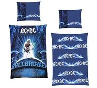 ACDC Rock - Juego de ropa de cama (135 x 200 cm + 80 x 80 cm, 100% algodón, linón Renforcé, calidad Bon Scott Malcom Young Dave Evans Axl Rose con cremallera, talla alemana)