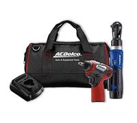 ACDelco ARW1209-K14 G12 Lithium-Ion 12V (10.8V) Electric 3/8” Cordless Ratchet Wrench & 3/8" Impact Wrench Set Power Tool Combo Kit | Tool Set Includes x1 Battery Pack, Charger & Canvas Bag