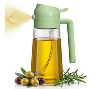 Aceitera 2 en 1: Pulverizador y Dispensador de Aceite [Función Dual] - Botella de Vidrio 500ml para Cocinar y aceitera freidora de Aire, Antigoteo con Cambio Automático (Sin BPA), utensilios de cocina